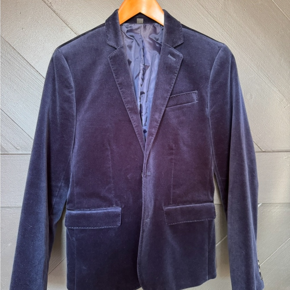 Crewcuts Dark Blue Velvet Blazer